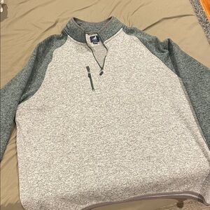 johnnie-O Gray and Green Zip-Up Sweater